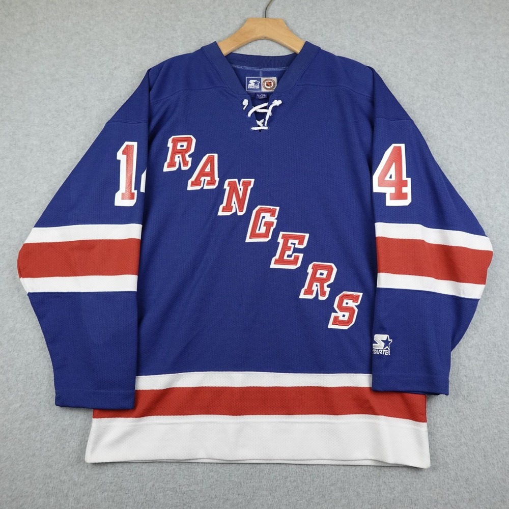 Vintage Starter NY Rangers Theo Fleury #14 Hockey Jersey Mens Large Lace Neck